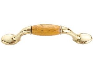 011011122 - JALADERA BRONCE BRILLANTE C/ INSERTO DE MADERA EN 76 CC