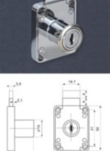 033010311 - CERRADURA GAVETA CUADRADA 40X40MM CROMAD